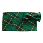 Christmas Holiday Green and Gold Plaid Cummerbund and Tie